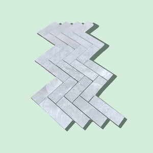 Tundra Gray Honed Marble Large Herringbone Mosaic