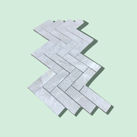 Tundra Gray Honed Marble Large Herringbone Mosaic