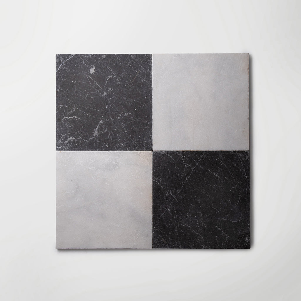 Venetian White / Black Tumbled Marble Tiles