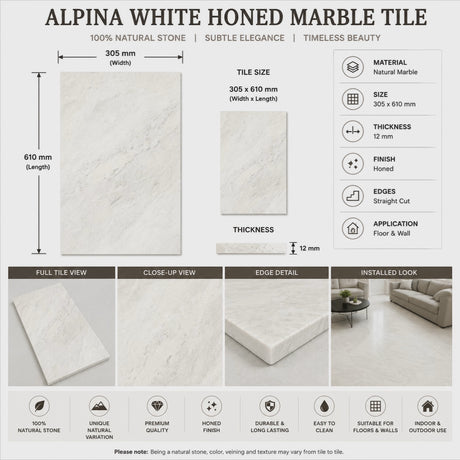 Alpina White Marble Tile