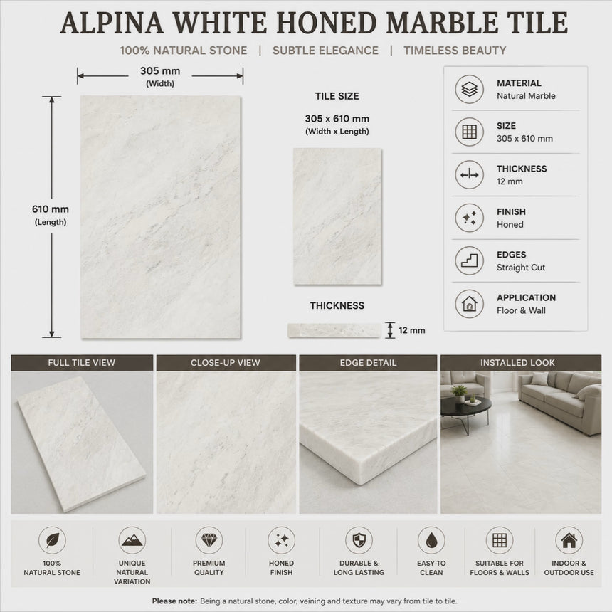 Alpina White Marble Tile