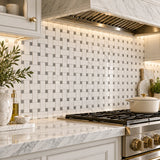 Bianco Dolomite Basketweave Matt Polished Marble Mosaic Sheet (25 × 50 mm)