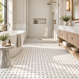 Bianco Dolomite Basketweave Matt Polished Marble Mosaic Sheet (25 × 50 mm)