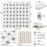 Bianco Dolomite Basketweave Matt Polished Marble Mosaic Sheet (25 × 50 mm)