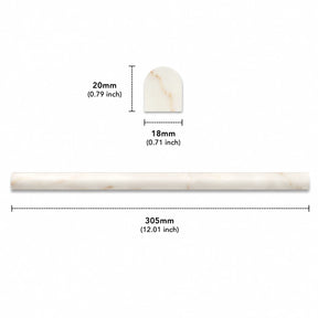 Calacatta Amber Honed Marble Pencil Moulding - 305 × 18 × 20mm