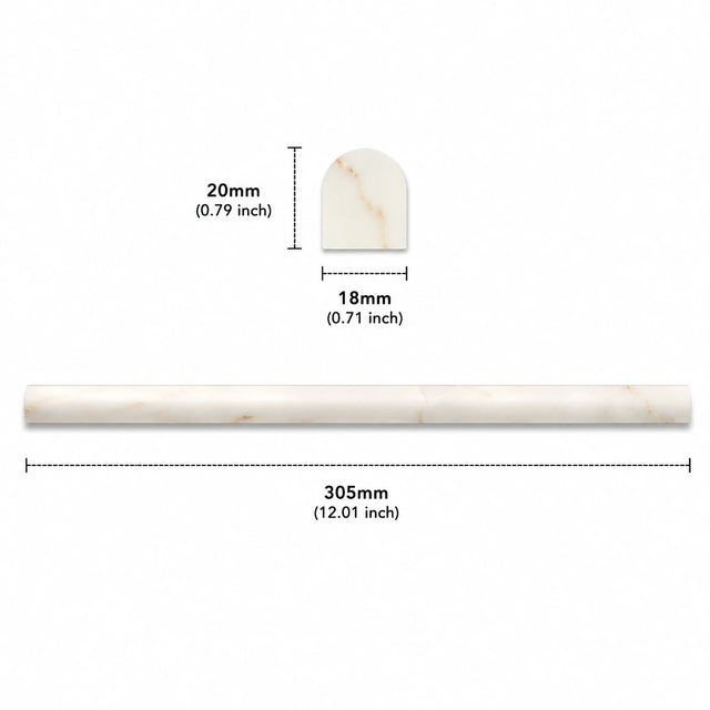 Calacatta Amber Honed Marble Pencil Moulding - 305 × 18 × 20mm