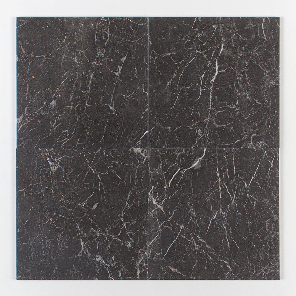 Fitz Black Honed Marble Tile 457x457x12mm