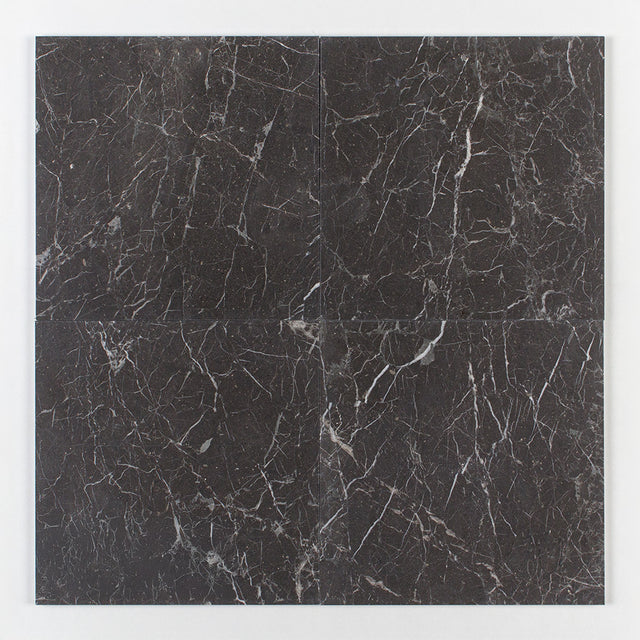 Fitz Black Honed Marble Tile 457x457x12mm