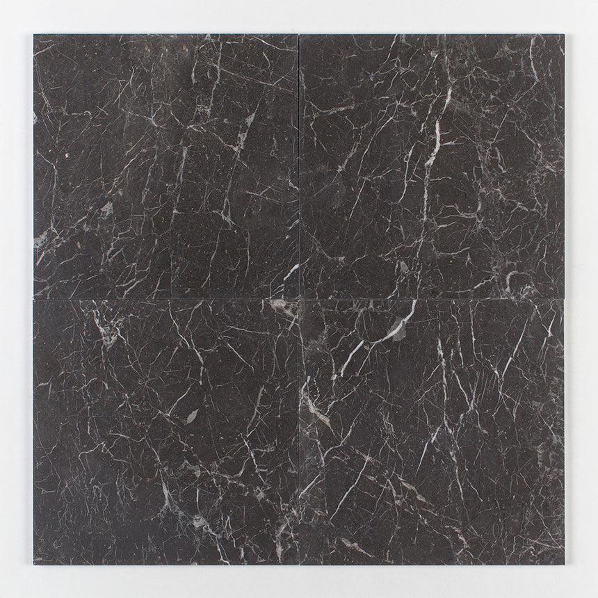 Fitz Black Honed Marble Tile 457x457x12mm