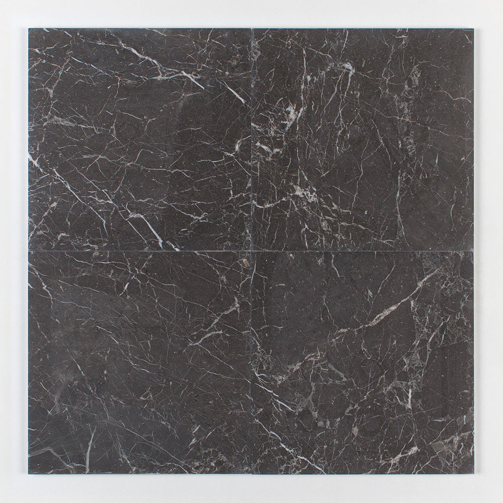 Fitz Black Honed Marble Tile 457x457x12mm