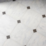 Fitz White Honed Octagon Marble Tile with Black Dots – 457×457×12 mm