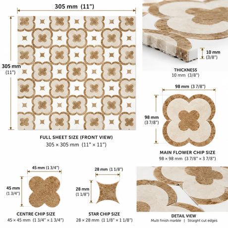 Paisley Pattern Marble Waterjet Royal Emperador Bianco Sivec Decor
