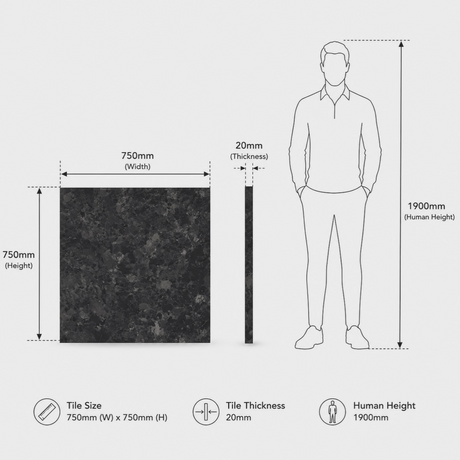 Angola Black Polished Granite Tile 760x760x20mm