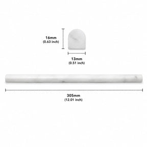 Carrara Honed Pencil Liner Marble Moldings 13x16x305mm