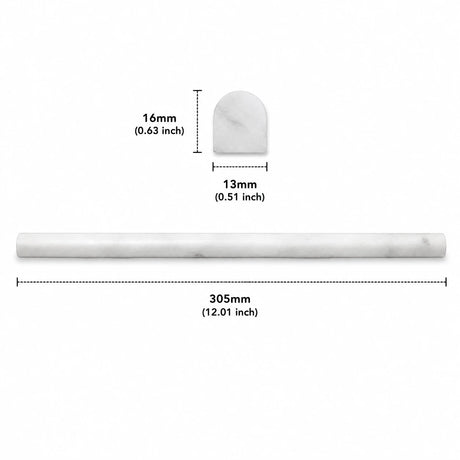 Carrara Honed Pencil Liner Marble Moldings 13x16x305mm