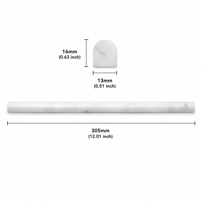 Carrara Honed Pencil Liner Marble Moldings 13x16x305mm