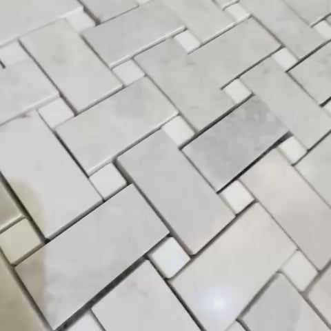 Basket Weave Marble Mosaic Tile With Thassos
