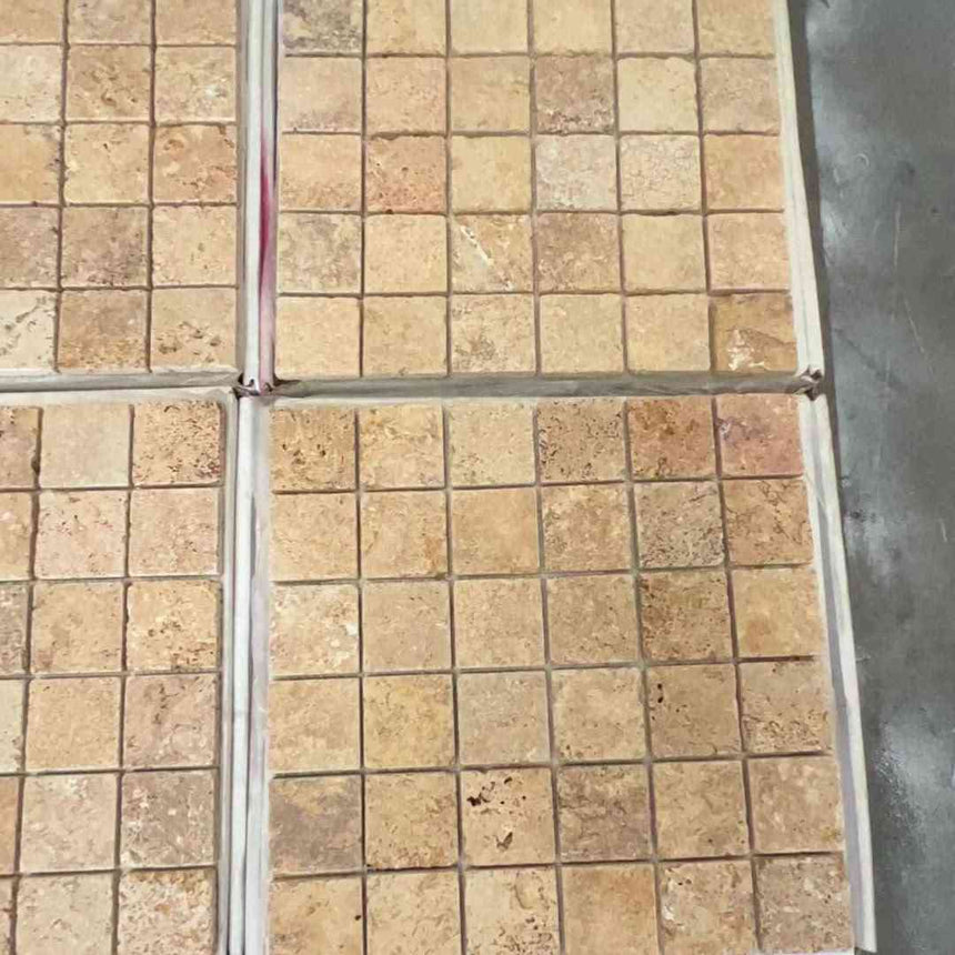 Mosaic Gold Tumbled Travertine Mosaic 