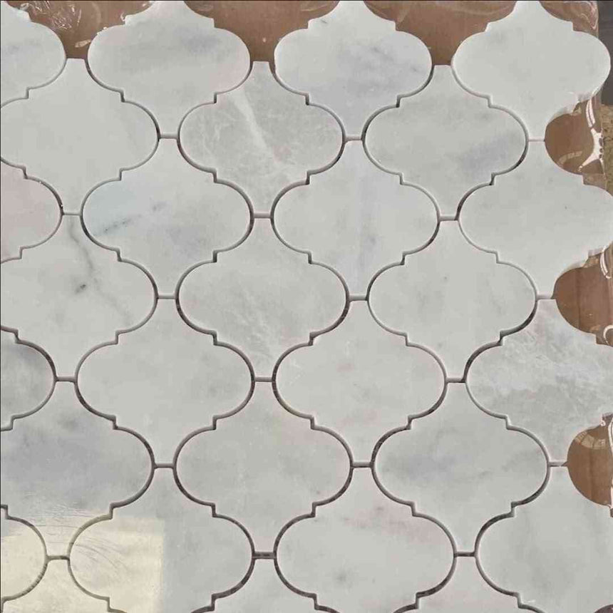 Carrara Polished Arabesque Marble Mosaic