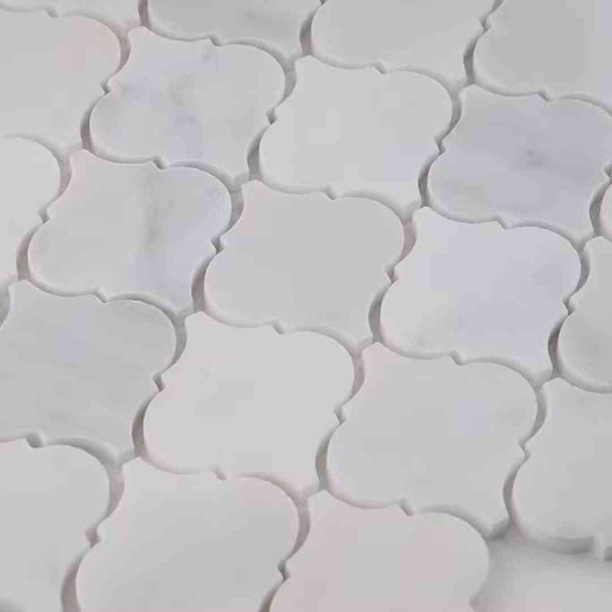 Carrara Polished Arabesque Marble Mosaic Tiles Floor Wall Decor