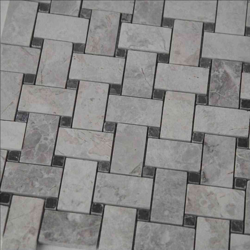 Tundra Honed Basketweave Marble Mosaic Tiles