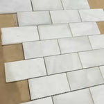 Calacatta Subway Honed Marble Floor Wall Mosaic