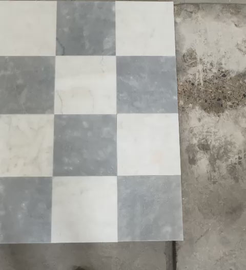 Calacatta White, Bardiglio Light Checkerboard Marble 