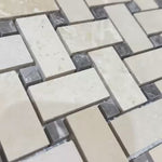 Ivory Travertine Honed Basketweave Mosaic Tile 