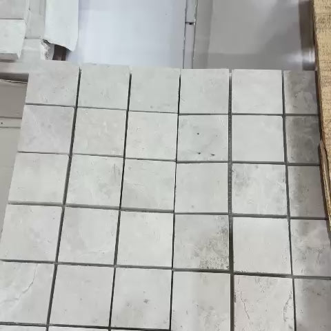 Silver Shadow Honed Square Marble Mosaic Tiles
