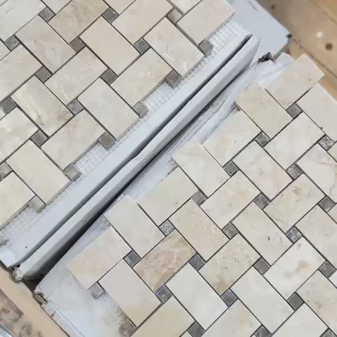 Cappuccino-poliertes Basketweave-Marmormosaik