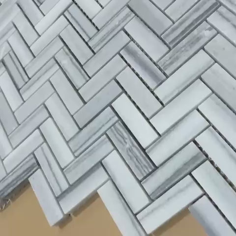 Carrara Neptune Honed Herringbone Marble Mosaic Tile Overview
