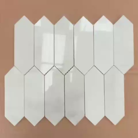 Carrara Polished Marble Picket Mosaic Tile 50×150 mm