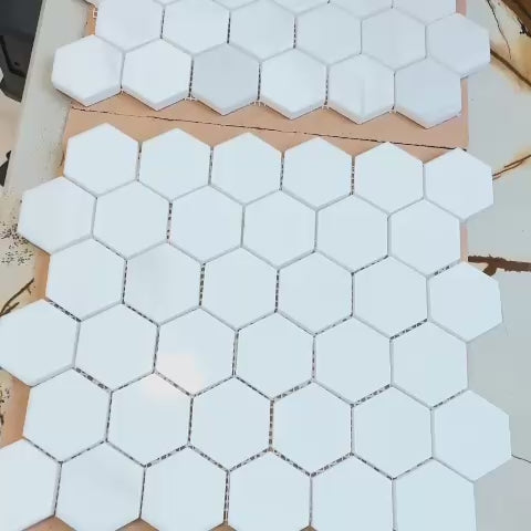 Bianco Dolomite Polished Marble Hexagon Mosaic Tile 48x48x10mm
