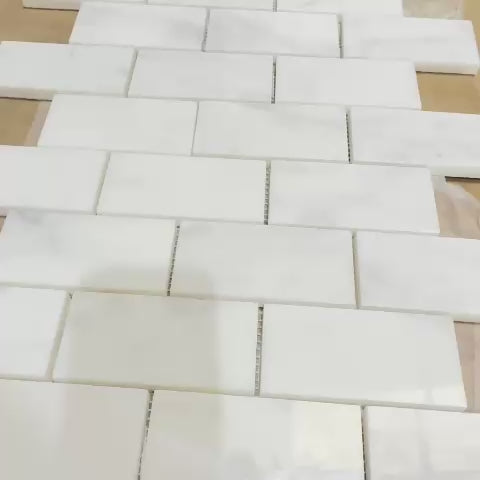 Calacatta Subway Honed Marble Floor Wall Mosaic