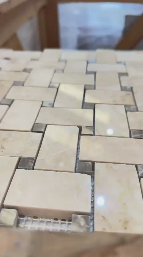 Cappuccino-poliertes Basketweave-Marmormosaik