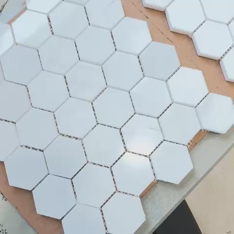 Bianco Dolomite Polished Marble Hexagon Mosaic Tile 48x48x10mm