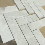 Tundra Gray Honed Marble Large Herringbone Mosaic