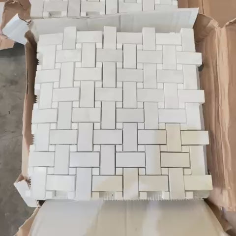 Basket Weave Marble Mosaic Tile With Thassos
