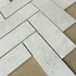 Tundra Gray Honed Marble Large Herringbone Mosaic