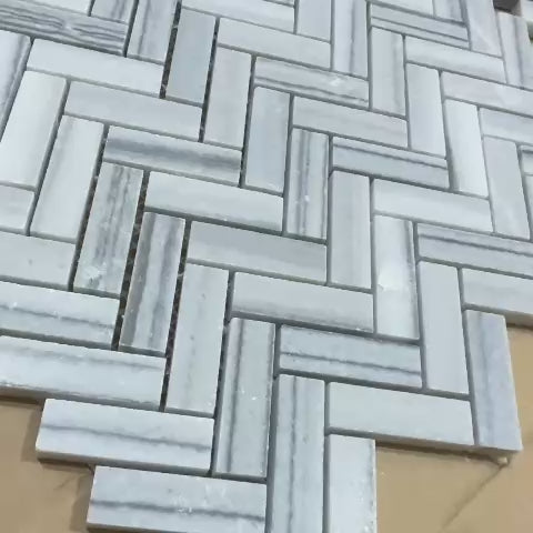 Carrara Neptune Marble Mosaic Honed Finish Close-Up
