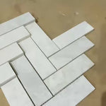 Calacatta Honed Marble Large Herringbone Mosaic