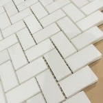 Bianco Thassos PolHerringbone Marble Mosaics