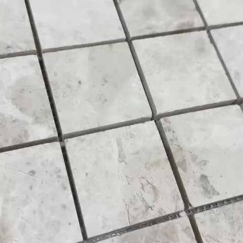 Silver Shadow Honed Square Marble Mosaic Tiles