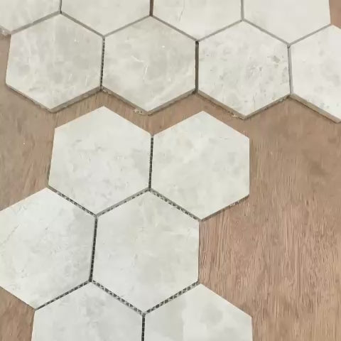 Tundra Gray Hexagon Honed Marble Mosaic Tiles 100x100x10mm