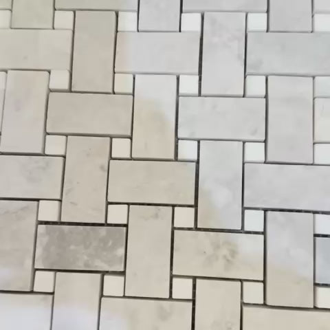 Basket Weave Marble Mosaic Tile With Thassos