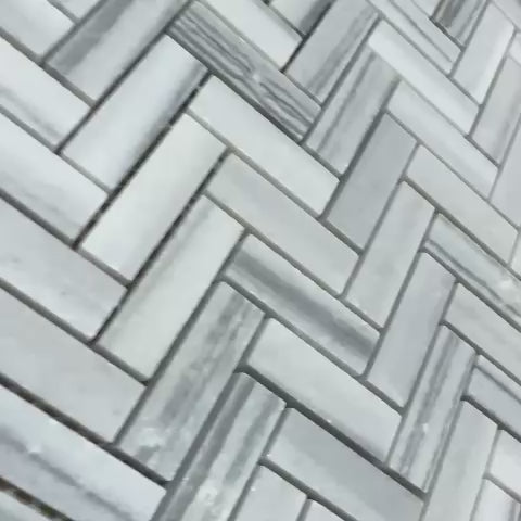 Carrara Neptune Marble Herringbone Bathroom Design Ideas
