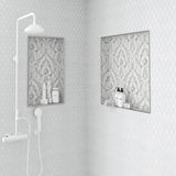 Rumi Avenza Dark Carrara & Snow White Marble Waterjet Tile 345 x 457 mm