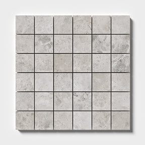 Silver Shadow Honed Square Marble Mosaic Tiles