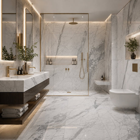 Statuario Italian Marble Tiles 305x305x10mm