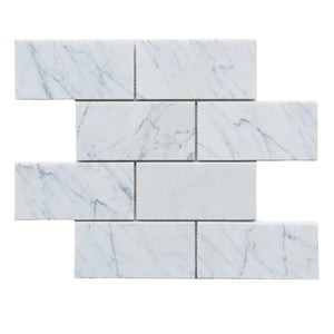 Carrara White Italian Polished Marble Subway Tiles, 70x140x10mm